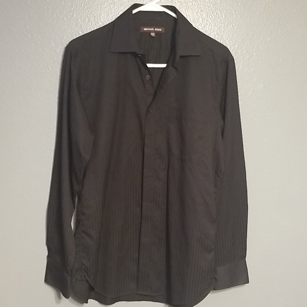 Michael Kors Black on Black Striped Shirt